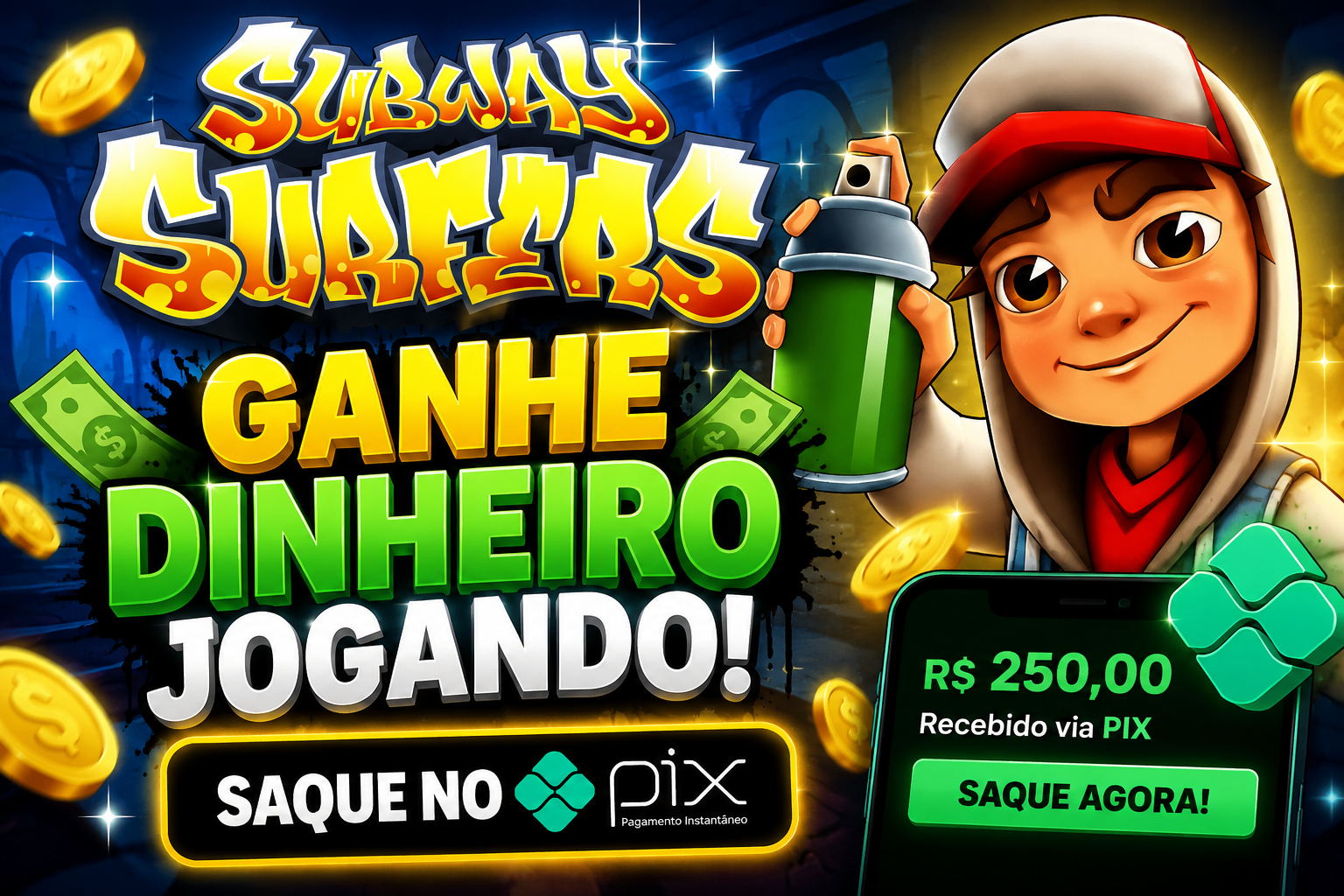 Subway Surfers — Ganhe dinheiro jogando, saque no PIX